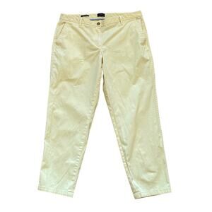 Talbots Butter Yellow Relaxed Chino Trousers, Cotton, Stretch, Size 14